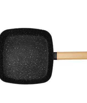 Vierkante Koekenpan 18 cm met Anti-aanbaklaag – Omeletpan met Houten Handvat