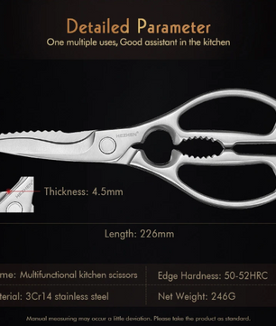Multifunctionele Keukenschaar van RVS – Gevogelte en Visschaar