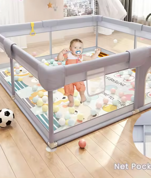 Baby Shining Speelbox – Veiligheid Hek met Schuimbeschermer voor 0-6 Jaar