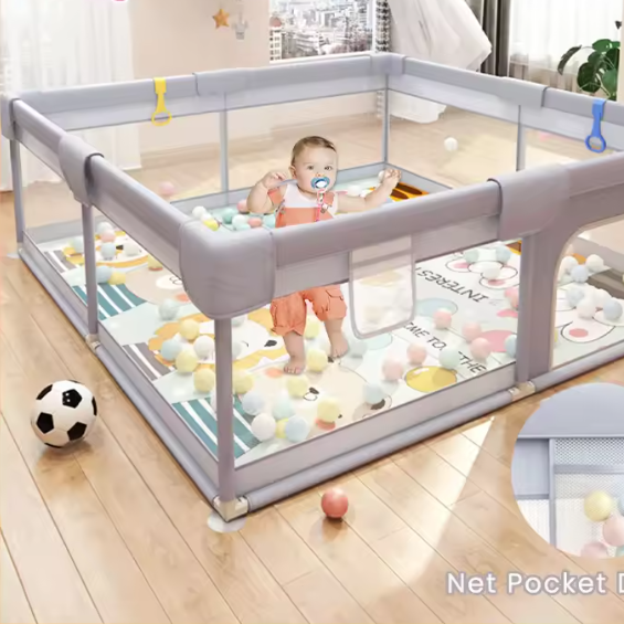 Baby Shining Speelbox – Veiligheid Hek met Schuimbeschermer voor 0-6 Jaar