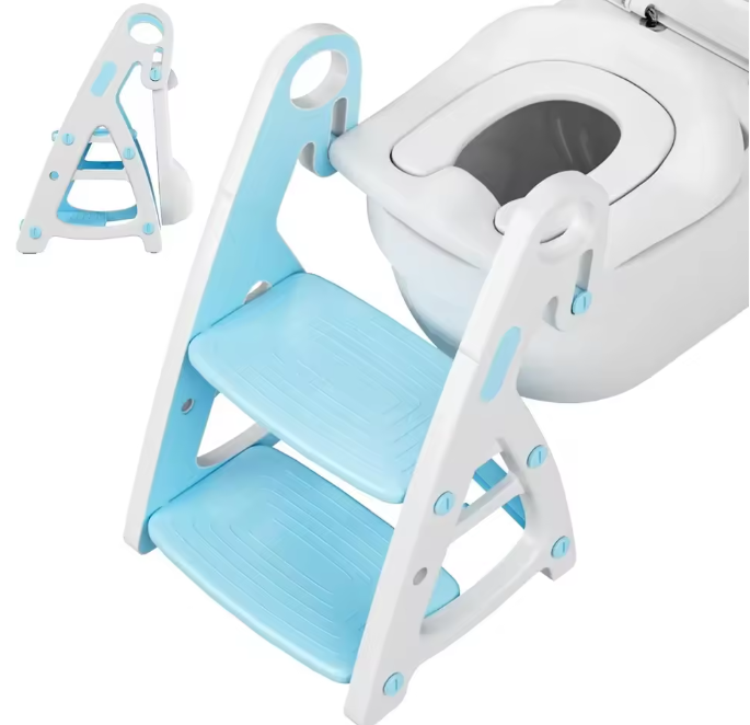 2-in-1 kindertoilettrainer met trap en comfortabele PU-vulling