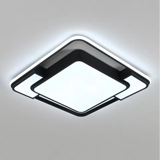 LED Plafondlamp Zwart Vierkant Gebogen – Moderne Opbouwlamp, Koel Wit Licht 6000K
