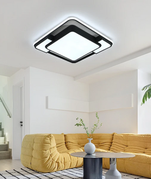 LED Plafondlamp Zwart Vierkant Gebogen – Moderne Opbouwlamp, Koel Wit Licht 6000K