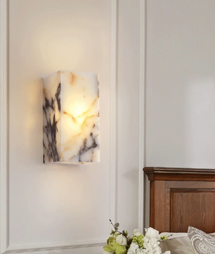 Luxe Zwarte Natuurstenen Wandlamp – Kubusvormige LED Blaker