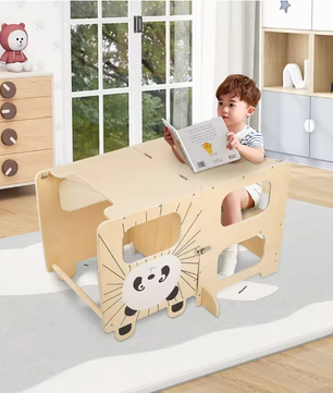 Leertoren voor Kinderen met Schoolbord – Montessori 3-in-1