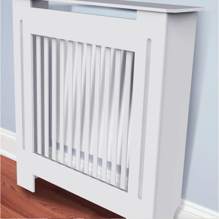 Moderne Witte Radiatorafdekking van MDF – Houten Ombouw met Grilldesign