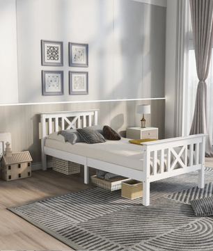 Kinderbed 90x200 cm – Massief Houten Eenpersoonsbed met Lattenbodem