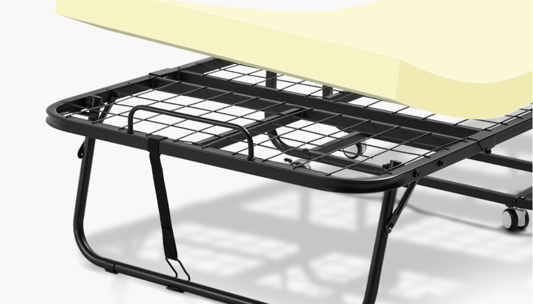 Opklapbed met Stalen Frame en Geheugenfoam Matras – 31/38 inch, Makkelijk Verplaatsbaar en Comfortabel