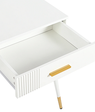 Kaptafel met 2 Lades – Modern Bureau met Metalen Poten, Wit