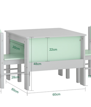 Kindertafel met Stoelen en Opbergplank – Kinderzitgroep voor Spelen en Leren, Lichtgrijs