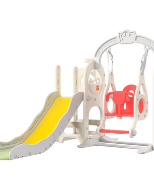 Houten 6-in-1 Buitenspeelset voor Kinderen – Schommel, Glijbaan en Basketbal