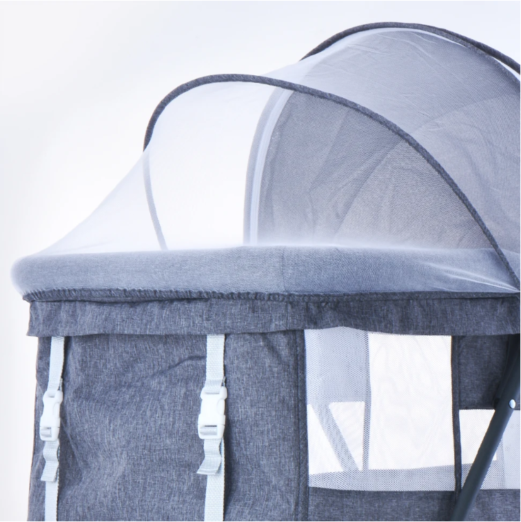 Draagbaar Baby Reisbedje met Matras en Stille Wielen – Opvouwbaar en Schommelbaar