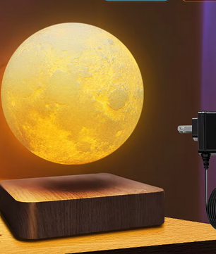 Zwevende Maan Magnetisch LED-Nachtlampje met Houten Voet