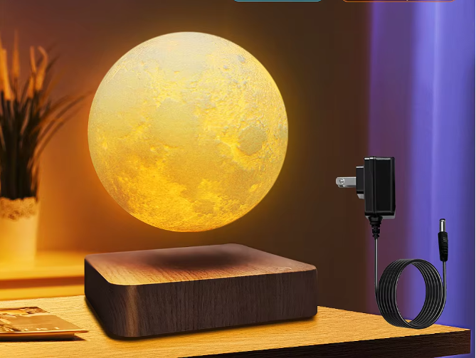 Zwevende Maan Magnetisch LED-Nachtlampje met Houten Voet