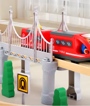 Houten Treinbaan Montessori Set 72 Delig – Educatief Speelgoed voor Kinderen