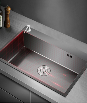 RVS Aanrechtenset 50 × 45 cm met Afdruiprek en Zeepdispenser