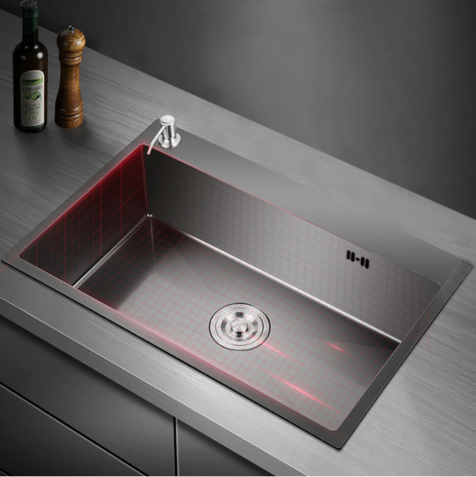RVS Aanrechtenset 50 × 45 cm met Afdruiprek en Zeepdispenser