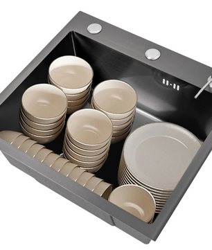 RVS Aanrechtenset 50 × 45 cm met Afdruiprek en Zeepdispenser
