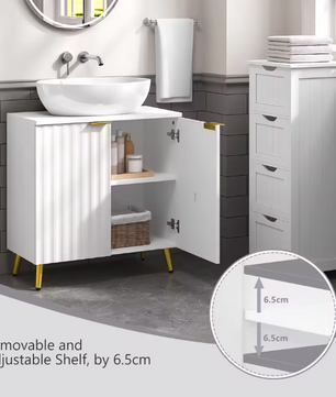 Badkamer Onderkast voor Wastafel – Modern Opbergmeubel met Verstelbare Plank