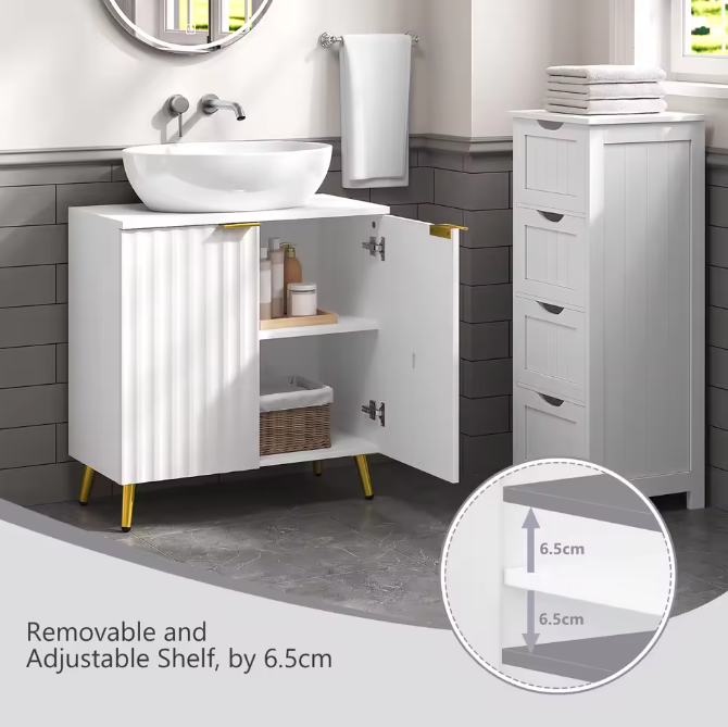 Badkamer Onderkast voor Wastafel – Modern Opbergmeubel met Verstelbare Plank