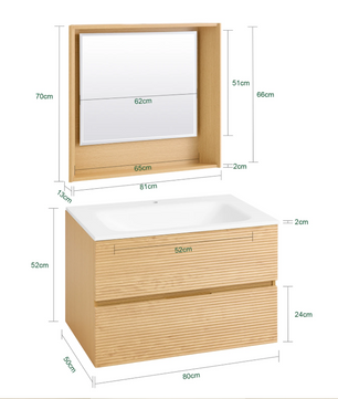 Badkamermeubelset met wastafel, onderkast en spiegel – Natuur