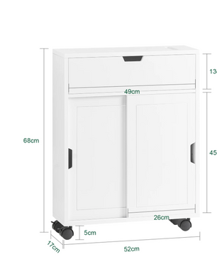Smalle Badkamer Nisplank – Trolley met 2 Schuifdeuren en Klep