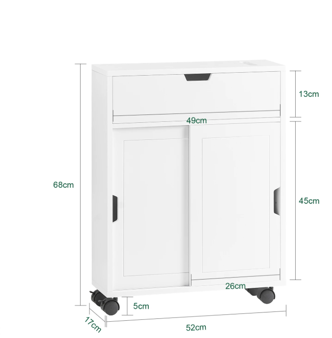 Smalle Badkamer Nisplank – Trolley met 2 Schuifdeuren en Klep