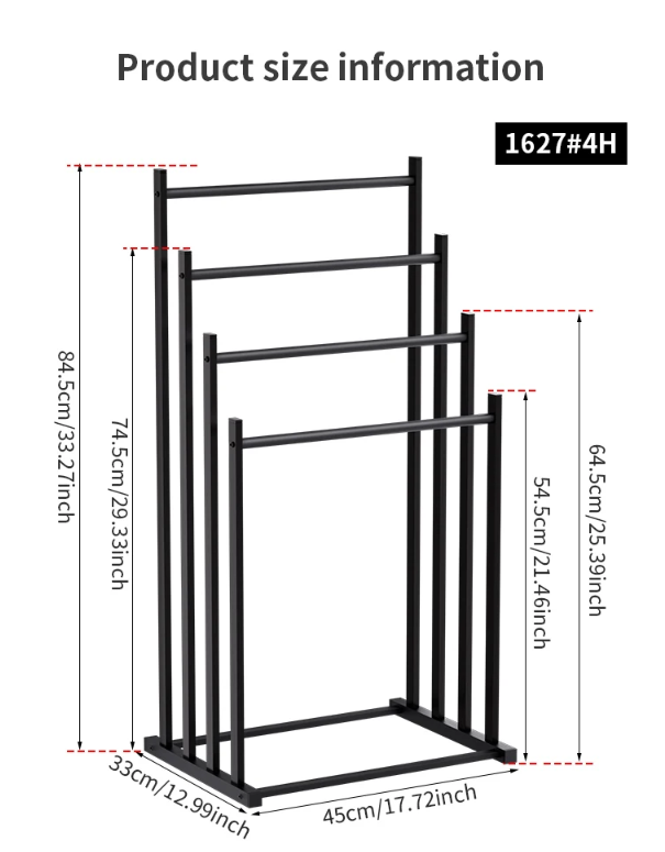 4-laags handdoekenrek – Vrijstaand multifunctioneel handdoekopbergrek voor badkamer