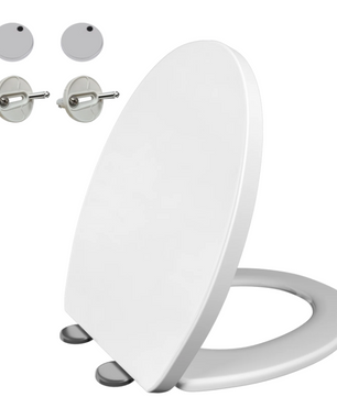 Ovale WC-Bril met Soft-Close – Quick Release, Topmontage en 360° Verstelbare Scharnieren