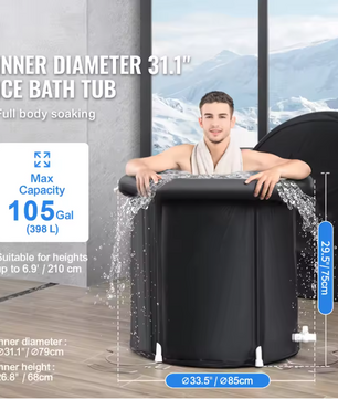 Draagbare IJsbad Tub voor Koudetherapie – Opblaasbaar Cold Plunge Bad 330L