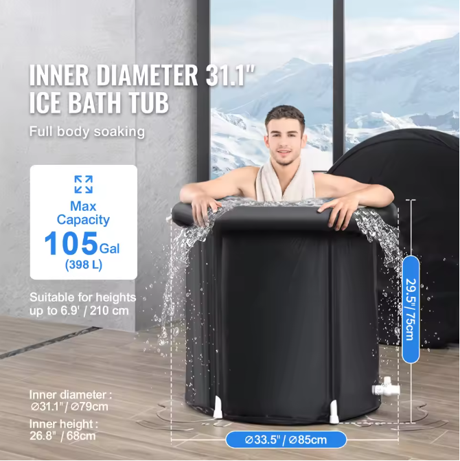 Draagbare IJsbad Tub voor Koudetherapie – Opblaasbaar Cold Plunge Bad 330L