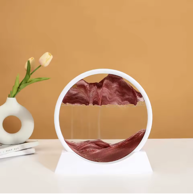 3D Bewegend Zandkunst Schilderij – Ronde Glazen Sandscape Decoratie