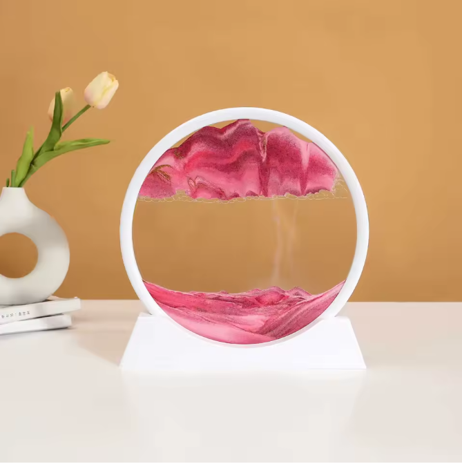 3D Bewegend Zandkunst Schilderij – Ronde Glazen Sandscape Decoratie