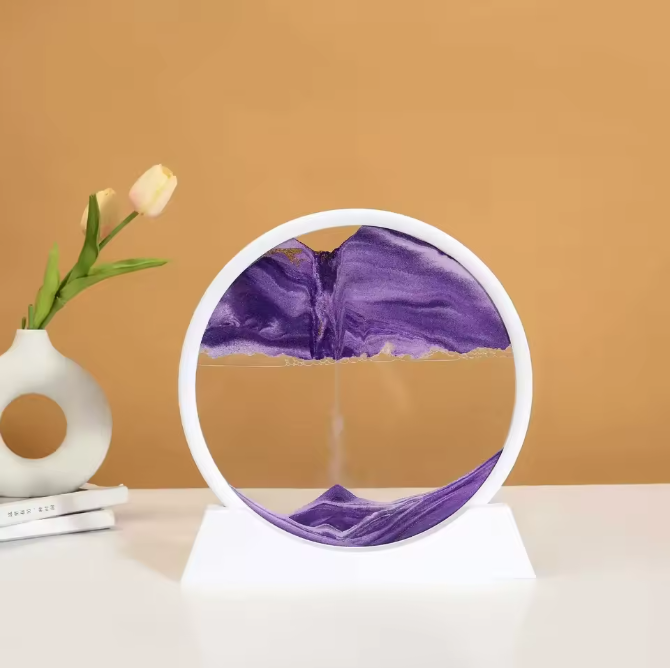 3D Bewegend Zandkunst Schilderij – Ronde Glazen Sandscape Decoratie