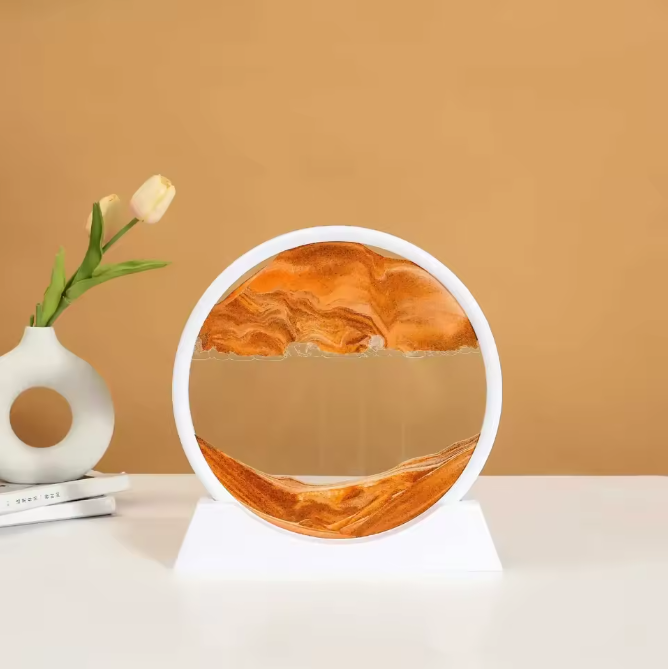 3D Bewegend Zandkunst Schilderij – Ronde Glazen Sandscape Decoratie