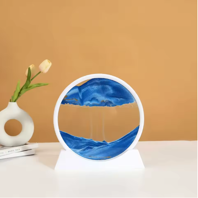 3D Bewegend Zandkunst Schilderij – Ronde Glazen Sandscape Decoratie