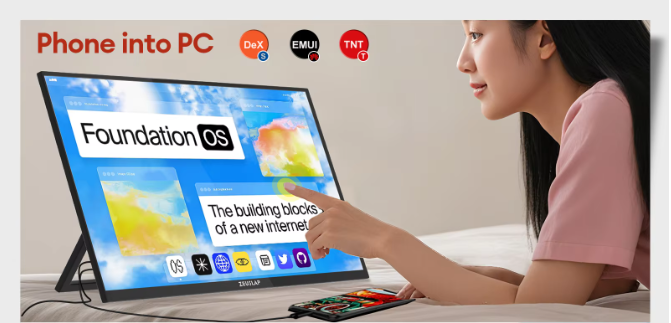 18,5 inch Touchscreen Draagbare Monitor – Full HD IPS 100Hz Tweede Scherm met Standaard