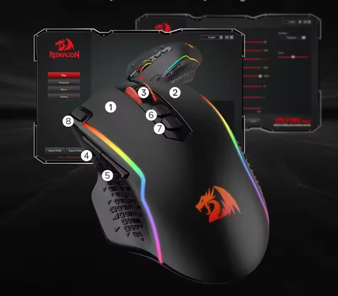 Draadloze Gaming Muis 10000 DPI – Programmeerbare RGB Gamer Muis met 8 Macro Knoppen