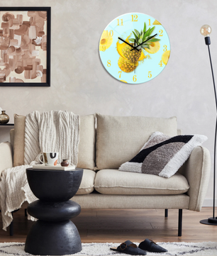 Luxe Wandklok van Gehard Glas met Licht- en Schaduwmotief – Stille Quartz Klok voor Interieurdecoratie