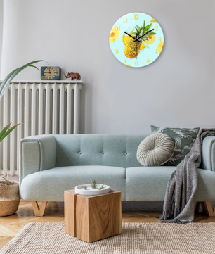 Luxe Wandklok van Gehard Glas met Licht- en Schaduwmotief – Stille Quartz Klok voor Interieurdecoratie