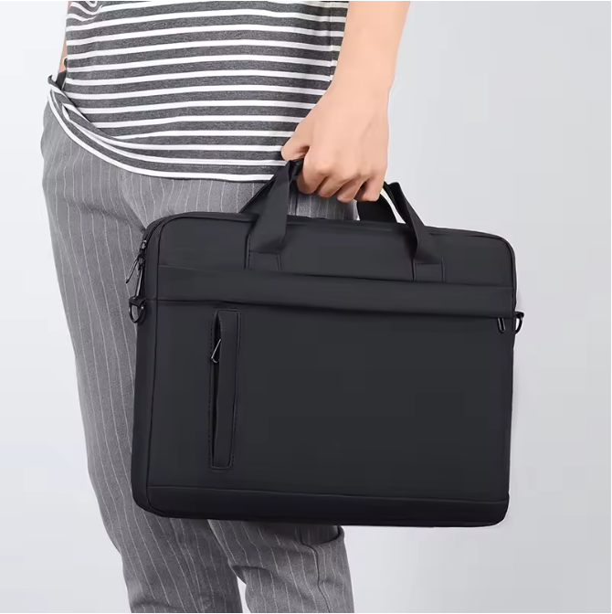 Business Laptop Tote Bag met Schouderband en Ritssluiting – PU Lederen Aktetas voor Werk en Studie