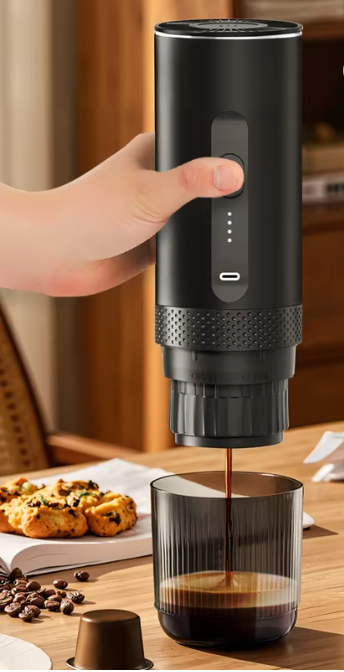 Draadloze 2-in-1 Draagbare Espresso Machine voor Auto, Thuis en Camping – Capsule en Gemalen Koffie