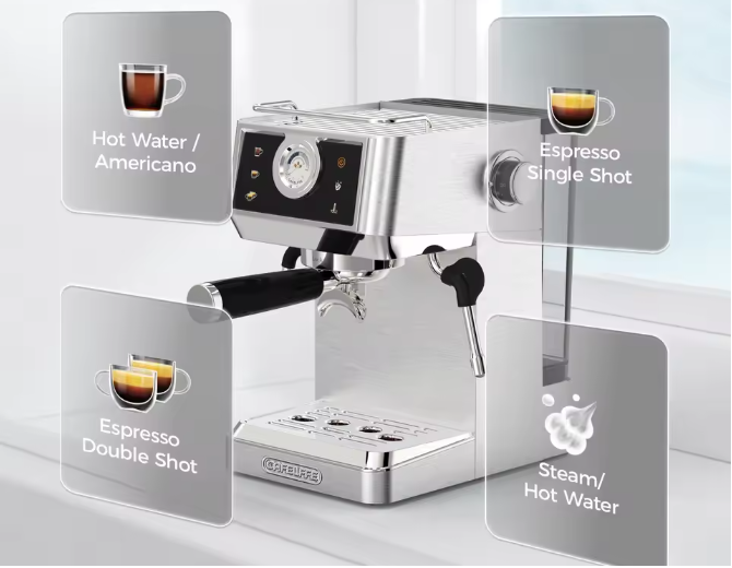 Halfautomatische Espresso Machine 20 Bar met PID Temperatuurregeling en 58 mm Portafilter