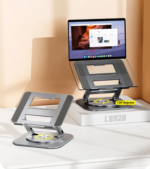 360° Draaibare Laptopstandaard Aluminium – Verstelbare Bureauverhoger voor Notebook