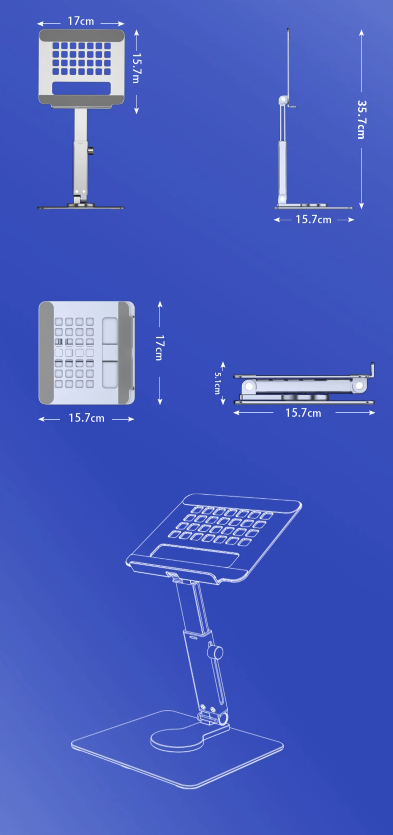 360° Roterende Aluminium Tabletstandaard – Opvouwbaar en Verstelbaar Bureauhouder