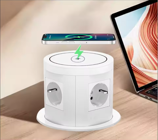Pop-up Inbouw Stopcontact met USB, Type-C en Draadloos Opladen
