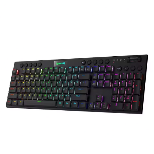 Draadloos Low Profile Mechanisch Gaming Toetsenbord – Tri-Mode Verbinding, RGB Verlichting en Programmeerbare Macrotoetsen
