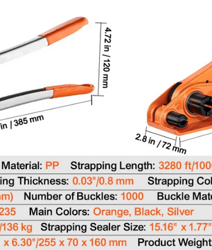 Pallet Omsnoeringsset met Spanner en Klem – Inclusief 100 m PP Band en 100 Metalen Sluitingen