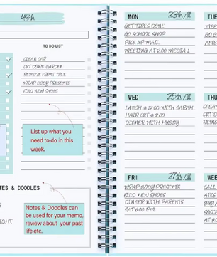 Ongedateerde A5 Spiraal Weekplanner Notebook – Compacte Agenda voor Studie, Werk en Dagelijkse Planning