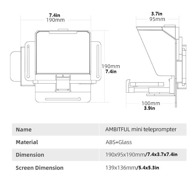 Mini Teleprompter voor Smartphone en DSLR – Met Afstandsbediening